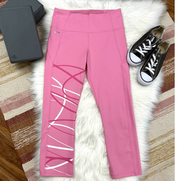 UNDER ARMOUR WOMEN'S HEATGEAR REFLECT HI-RISE CROP PINK - Picture 1 of 9